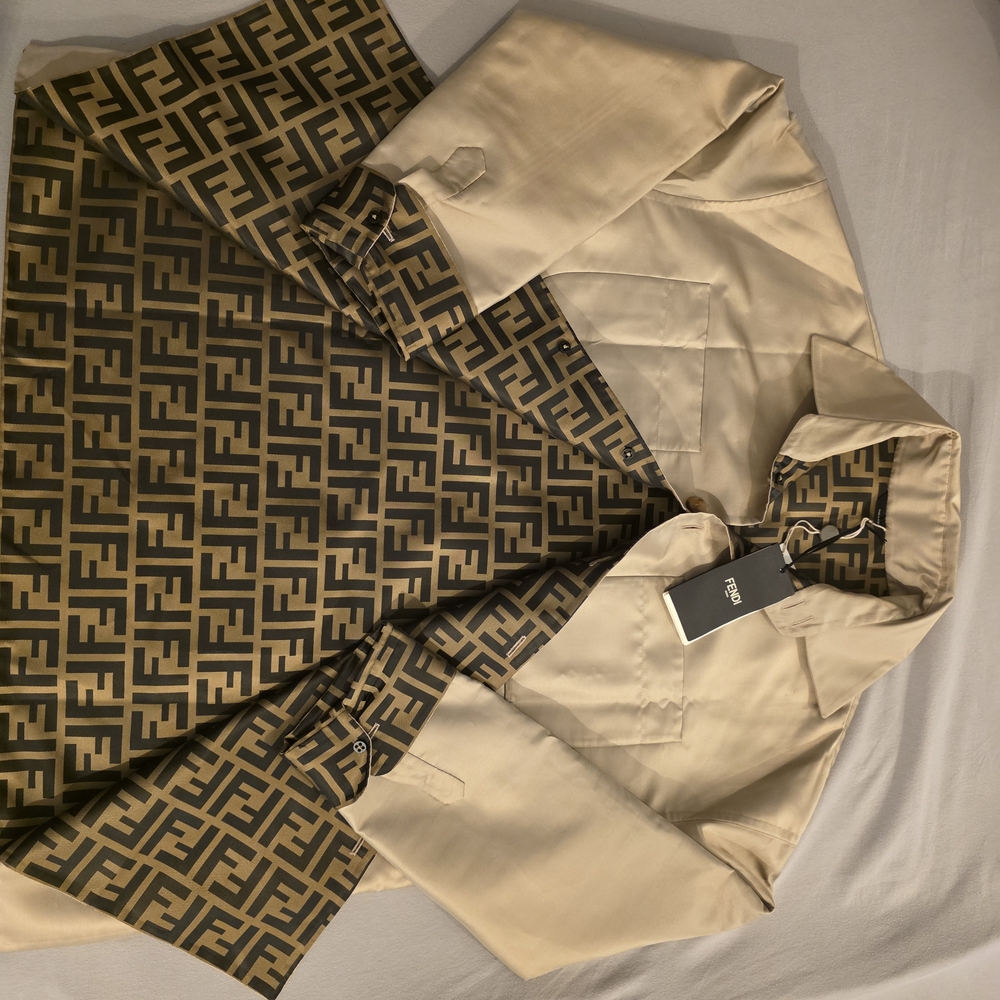 Fendi Beige Jacket with Monogram Design